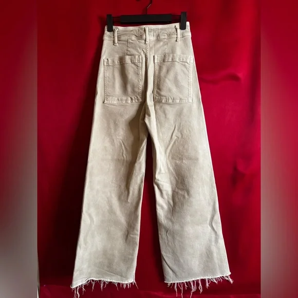 NWOT- ZARA Light Tan Raw Hem Trousers Size 4 - Picture 2 of 3